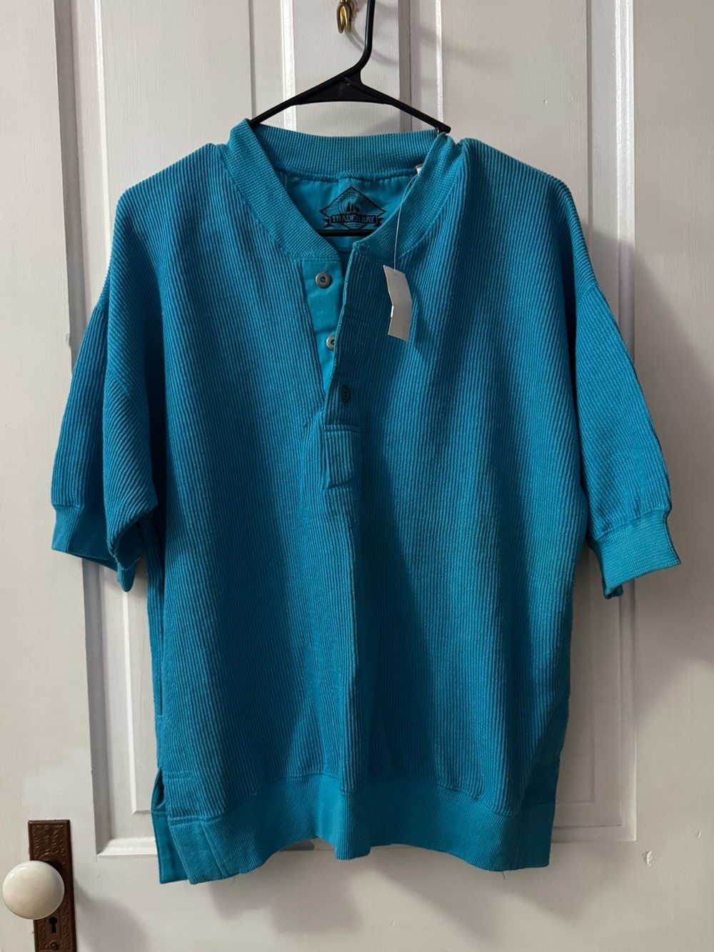 Trader Bay Teal Short-Sleeve Henley Pullover